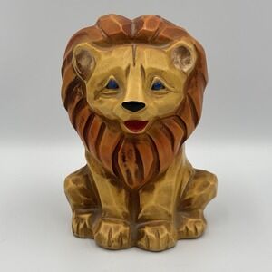 Vintage Napcoware Lion‎ Coin Piggy Bank Blue Eyes